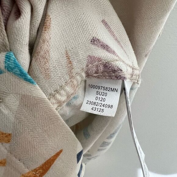 Tasso Elba Mens Button Up Leaf Shirt Tan Multicolor Short Sleeve Silk Blend - Picture 5 of 8